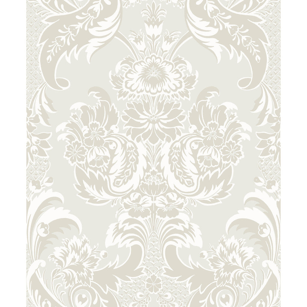 Wyndham - White And Pearl  By Cole & Son | Cole & Son Albemarle | Damask Wallcovering Print