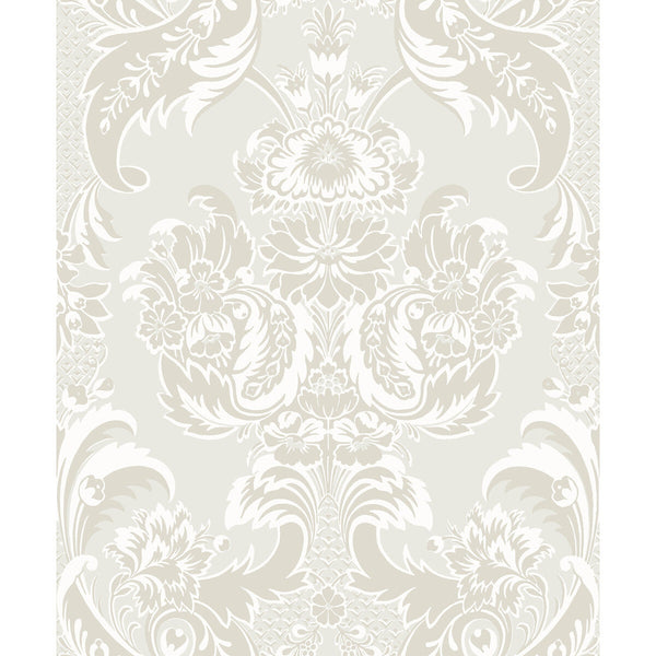 Wyndham - White And Pearl  By Cole & Son | Cole & Son Albemarle | Damask Wallcovering Print