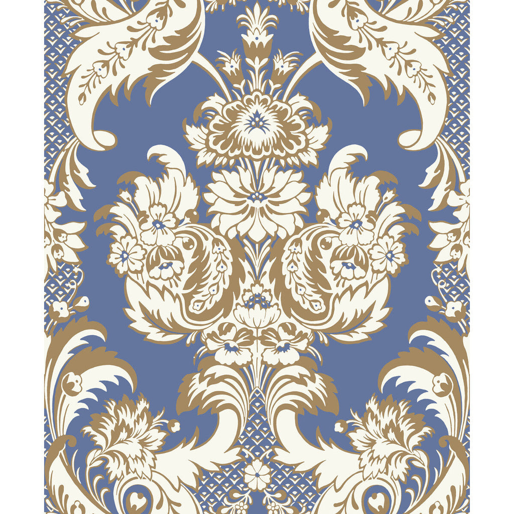 Wyndham - Blue And Gold  By Cole & Son | Cole & Son Albemarle | Damask Wallcovering Print