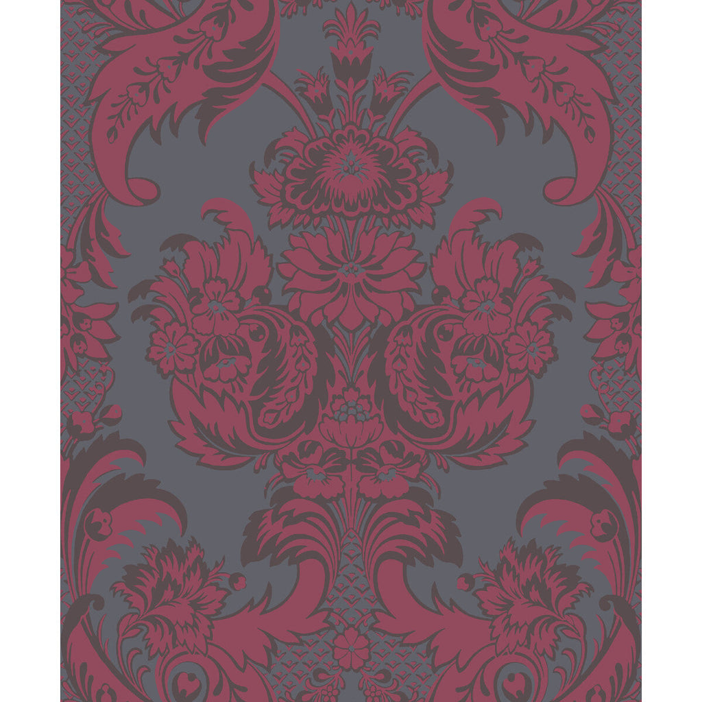 Wyndham - Red And Slate  By Cole & Son | Cole & Son Albemarle | Damask Wallcovering Print