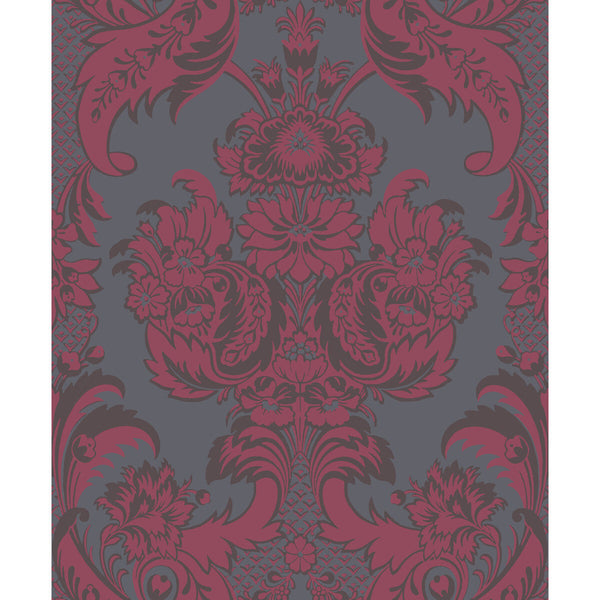 Wyndham - Red And Slate  By Cole & Son | Cole & Son Albemarle | Damask Wallcovering Print