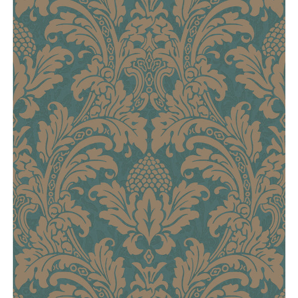Blake - Teal And Silver  By Cole & Son | Cole & Son Albemarle | Damask Wallcovering Print