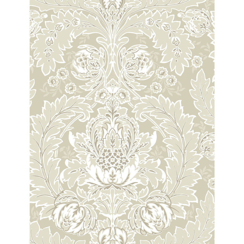 Coleridge - Linen And White  By Cole & Son | Cole & Son Albemarle | Damask Wallcovering Print