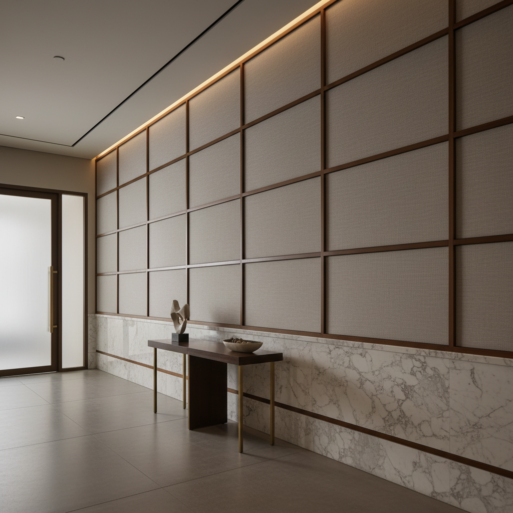 Maya Riviera - Silvergray Upholstered Wall Panel | Architectural Fabrics