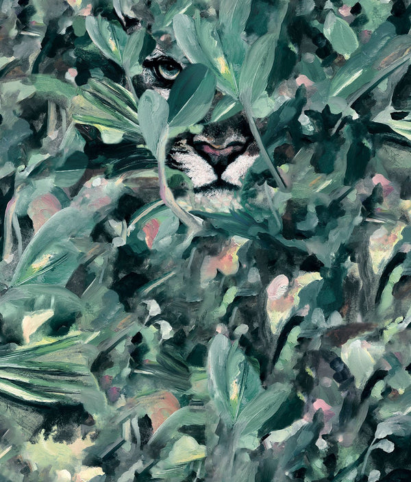 Hidden Puma Turquoiose, Roll Vinyl Wallcoverings | Coordonné