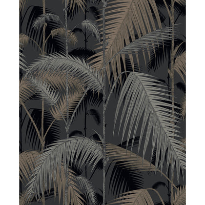 Palm Jungle - Metallic Gilver on Charcoal | Cole & Son