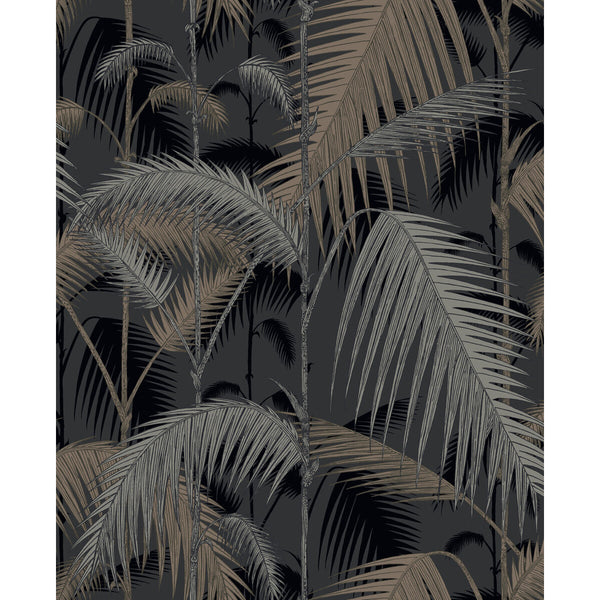 Palm Jungle - Metallic Gilver on Charcoal | Cole & Son