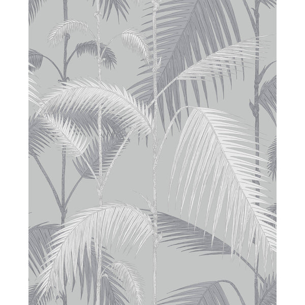 Palm Jungle - Heath Grey on Metallic Silver | Cole & Son