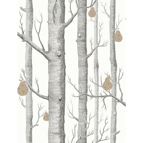 Woods & Pears - Blk/Wht/Brnz White By Cole & Son | Cole & Son Contemporary Restyled |Botanical & Floral  Wallcovering