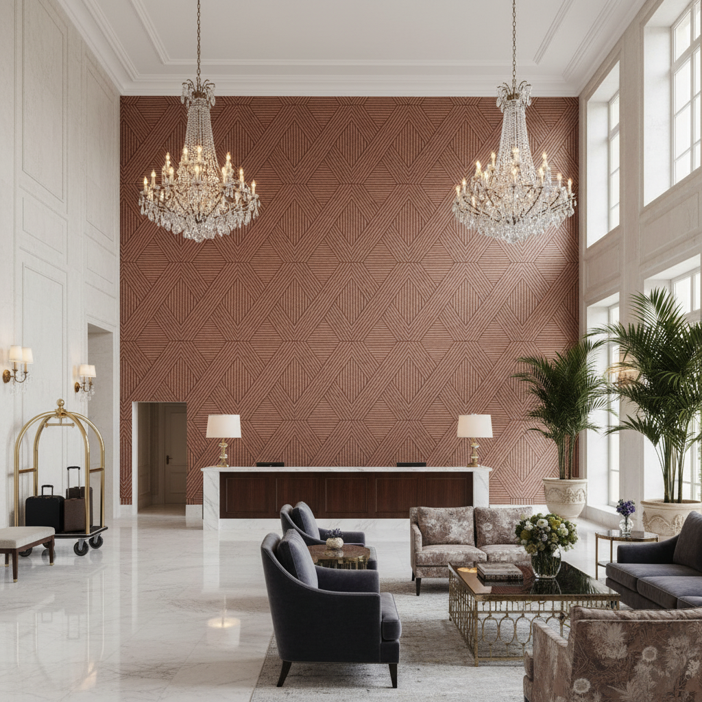 Maidstone Type II Vinyl | Hollywood Wallcoverings - Hotel Lobby commercial room setting