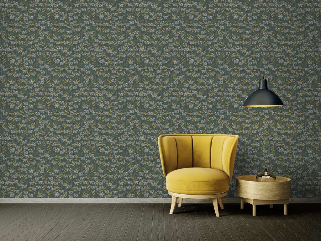 Drawn Into Nature Teal Wallcovering | AS Creation