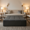 Fine Pebble Texture Dark Graphite Upholstered Ottoman | Architectural Fabrics