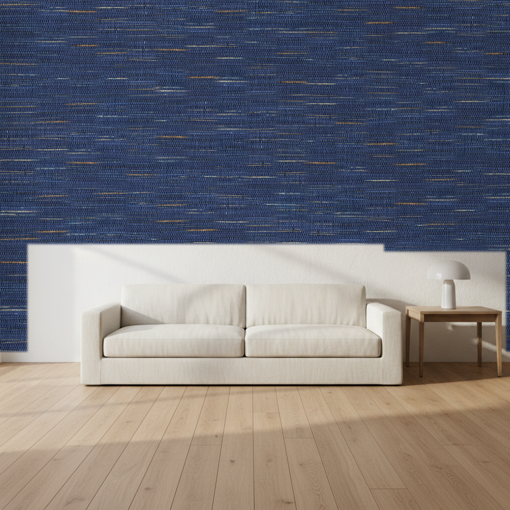Nantucket Grasscloth Classic Navy Wallcovering | Phillipe Romano room setting
