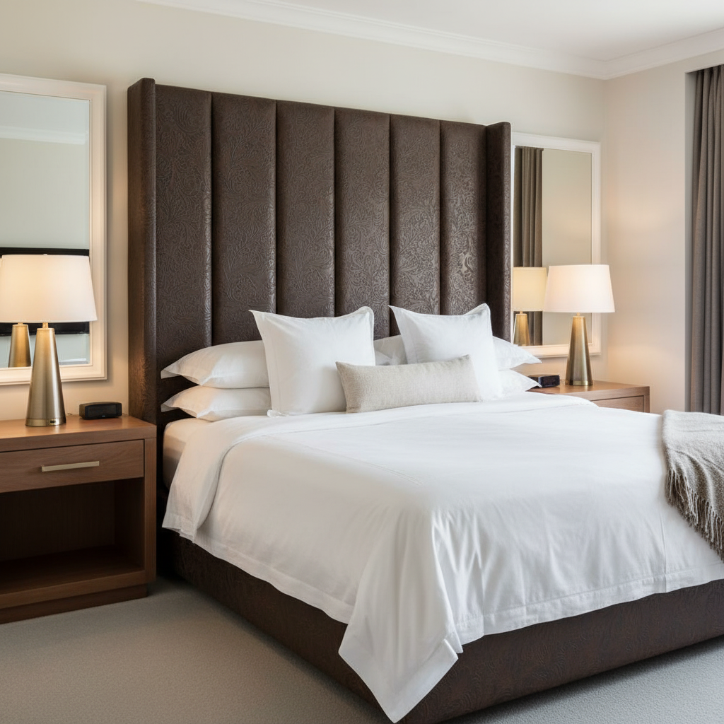 West Indian Lily - Dull Espresso Upholstered Headboard | Architectural Fabrics