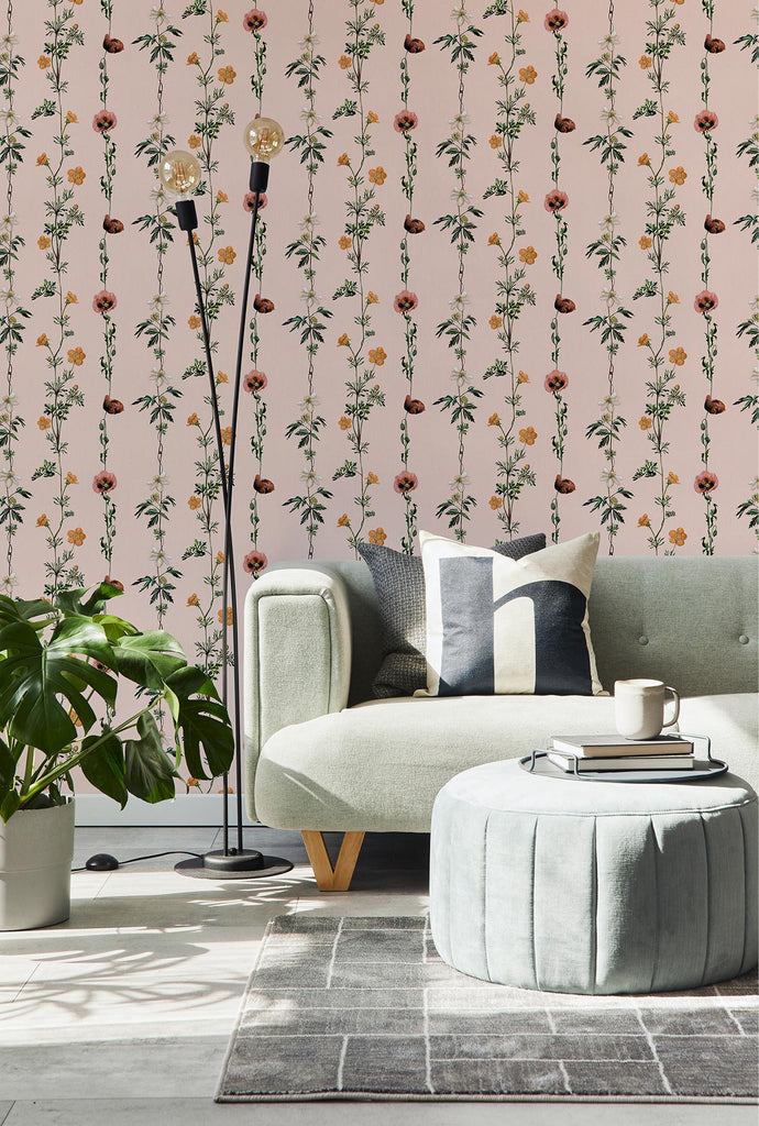 Climbing Flowers Pink, Roll Vinyl