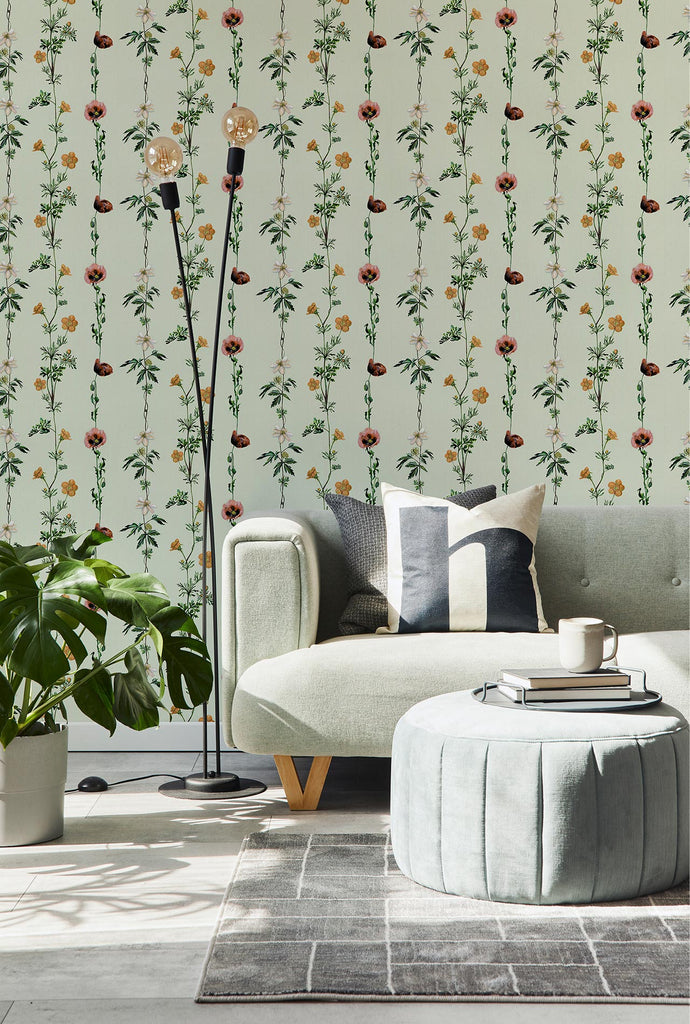 Climbing Flowers Green, Roll Vinyl