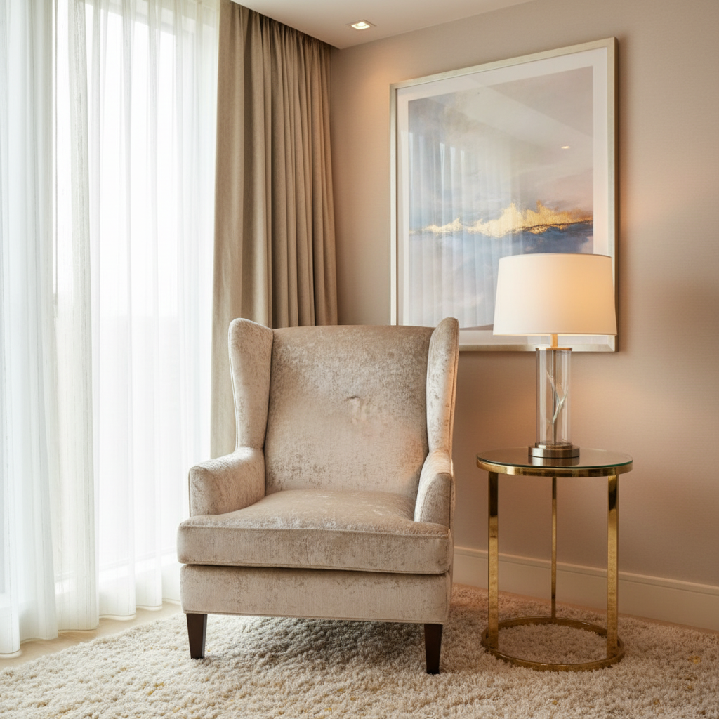 Crushed Velvet Texture Oyster Pearl Upholstered Chair | Architectural Fabrics