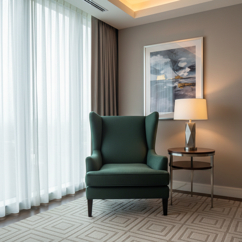 Smooth Solid Color Deep Forest Upholstered Chair | Architectural Fabrics
