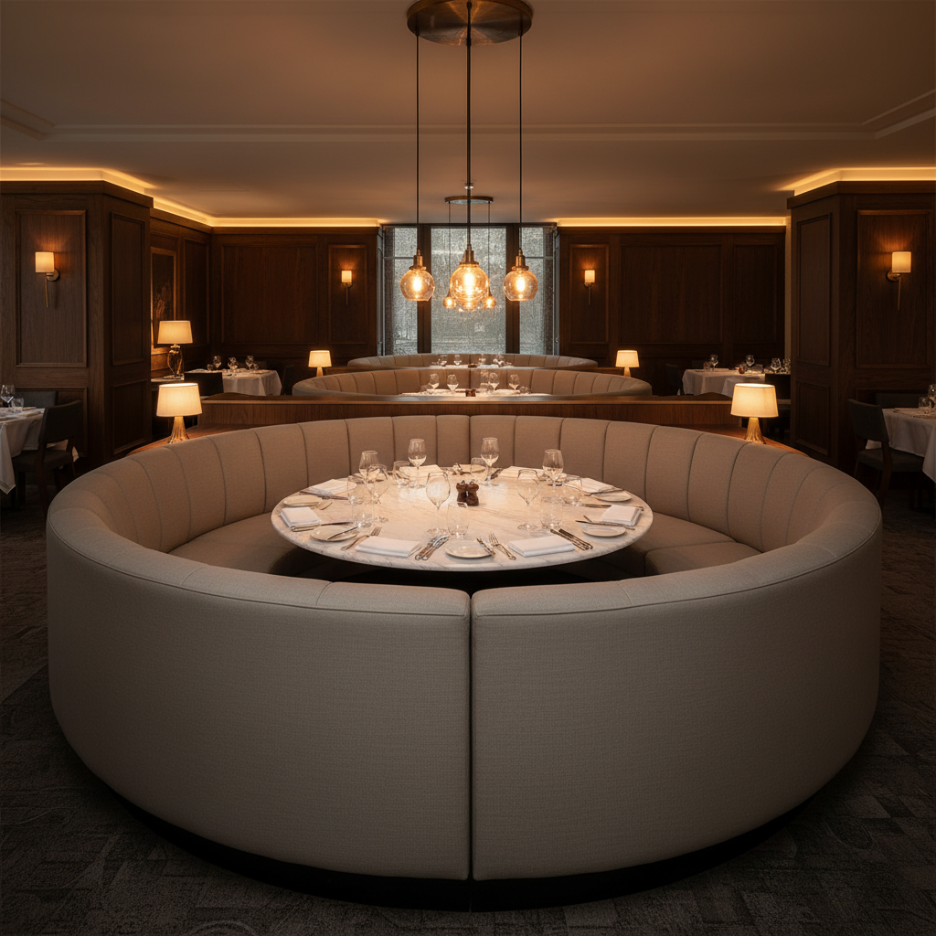 Smooth Matte Texture Muted Taupe Upholstered Banquette | Architectural Fabrics