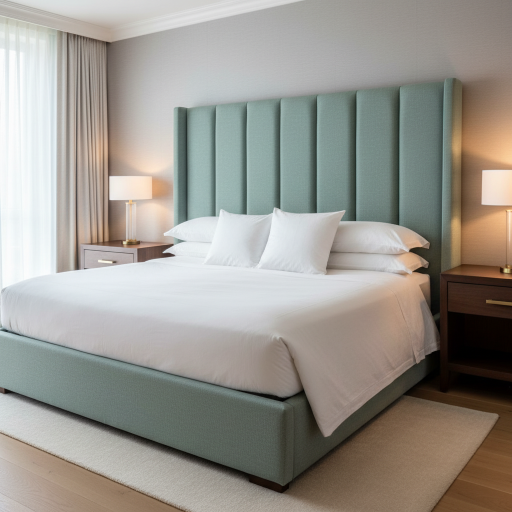 Fine Woven Texture Seafoam Green Upholstered Headboard | Architectural Fabrics