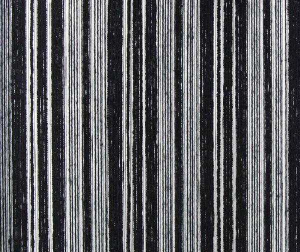 Bella Catania Chenille Fabric Stripe Black On Silver Memo Sample | Phillipe Romano