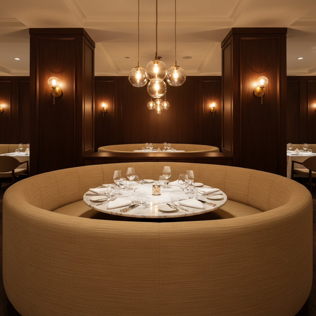 Soper Hole - Beige Upholstered Banquette | Architectural Fabrics