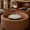 Woven Crosshatch Texture Russet Brown Upholstered Banquette | Architectural Fabrics