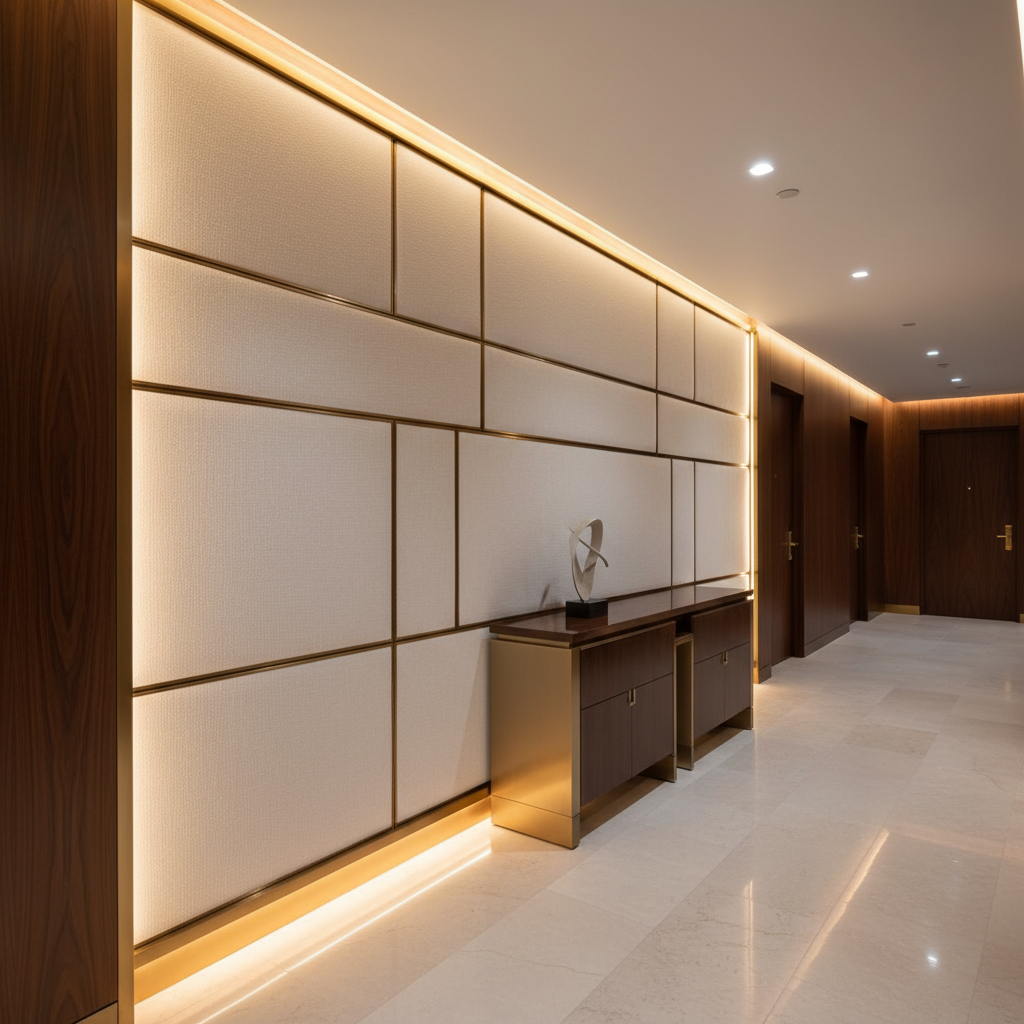 Hillsville Blanco Contemporary white Upholstered Wall Panel | Architectural Fabrics