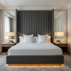 Smooth Matte Finish Deep Charcoal Upholstered Headboard | Architectural Fabrics