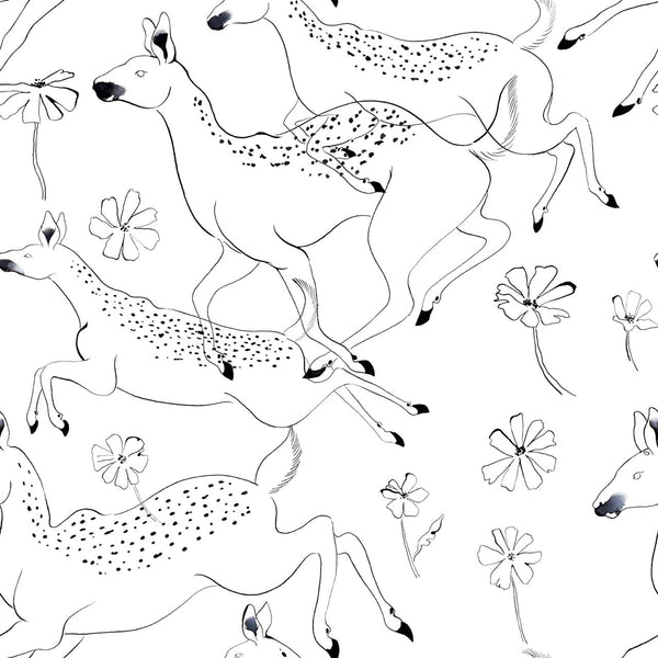 Jumping Bambis White, Roll Vinyl Wallcoverings | Coordonné