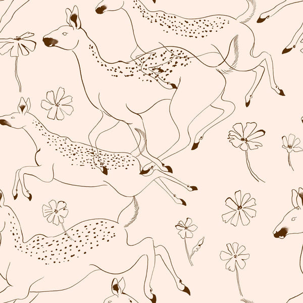 Jumping Bambis Peach, Roll Vinyl Wallcoverings | Coordonné