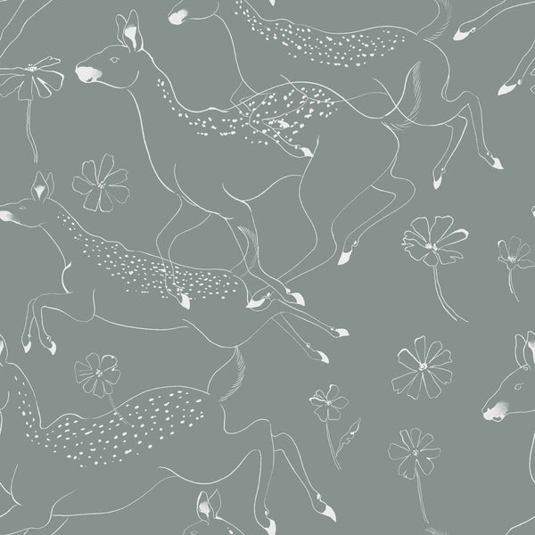Jumping Bambis Grey, Roll Vinyl Wallcoverings | Coordonné