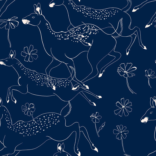 Jumping Bambis Navy, Roll Non-Woven Wallcoverings | Coordonné