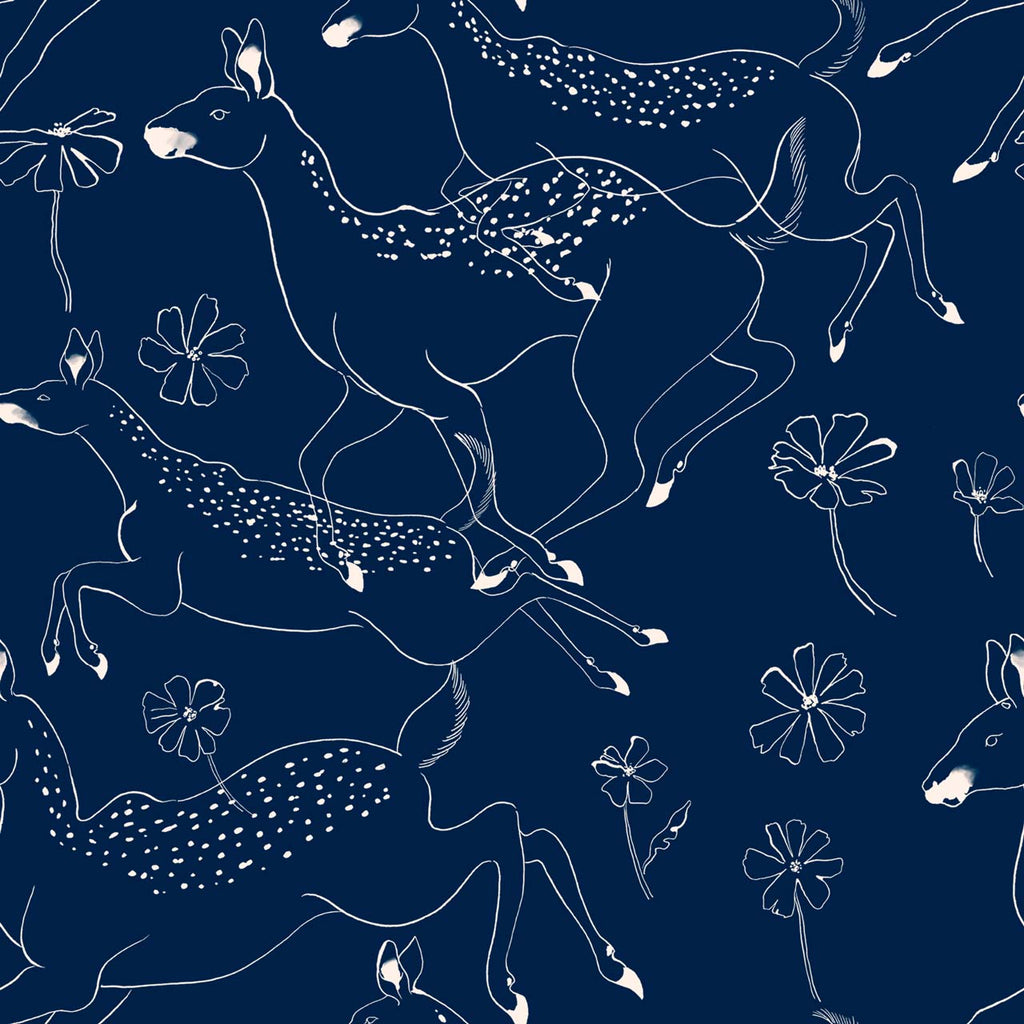 Jumping Bambis Navy, Roll Non-Woven