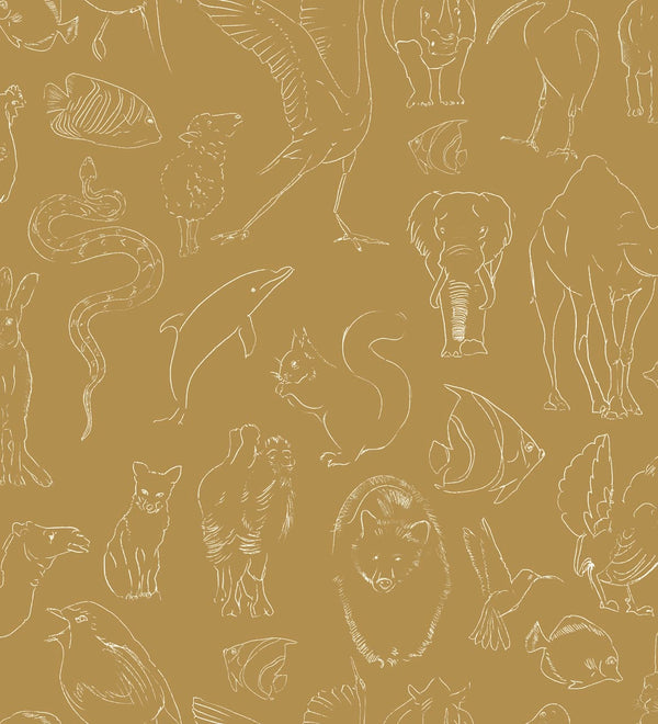 Zoology Yellow, Roll Vinyl Wallcoverings | Coordonné