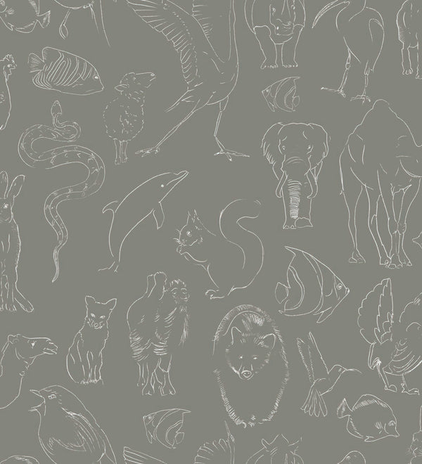 Zoology Grey, Roll Vinyl Wallcoverings | Coordonné