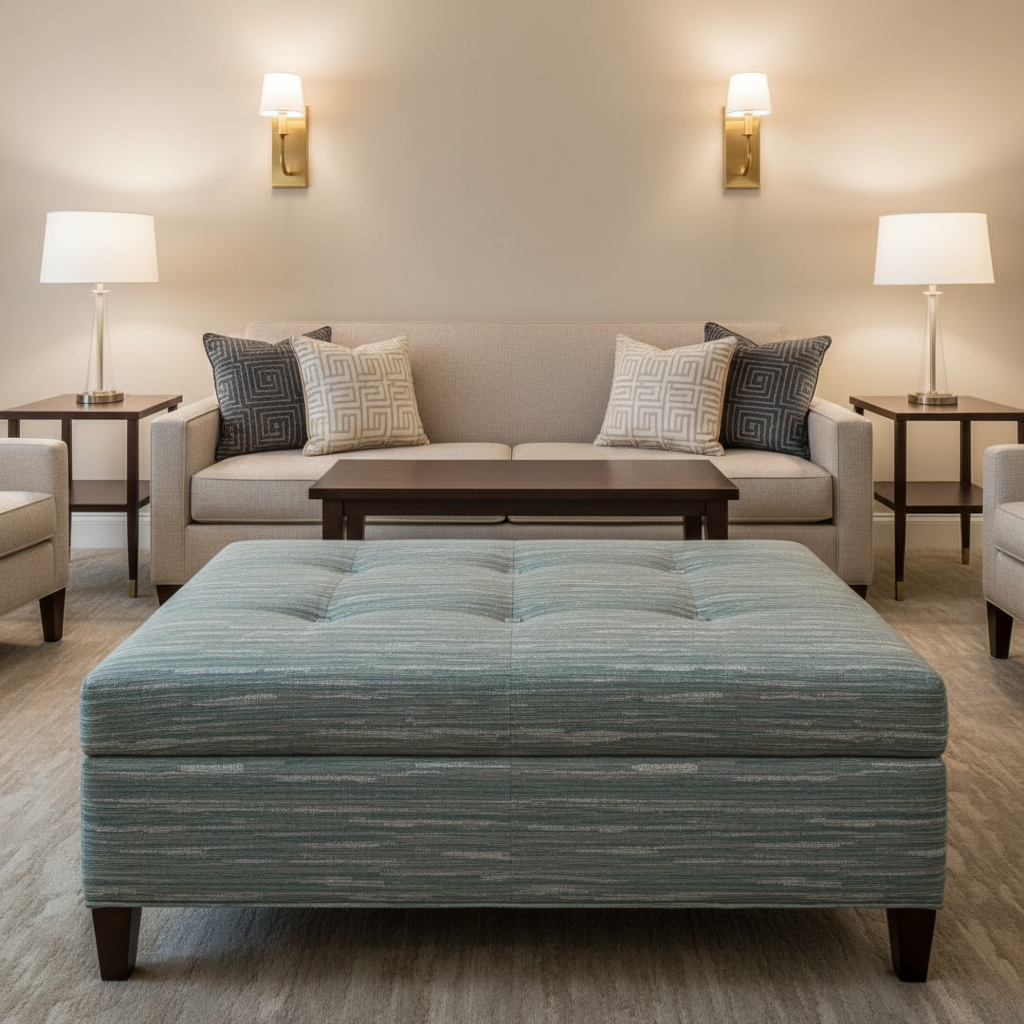 Pigeon Island - Seastone Upholstered Ottoman | Architectural Fabrics