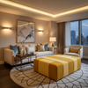 Oilville Yellow Upholstered Ottoman | Architectural Fabrics