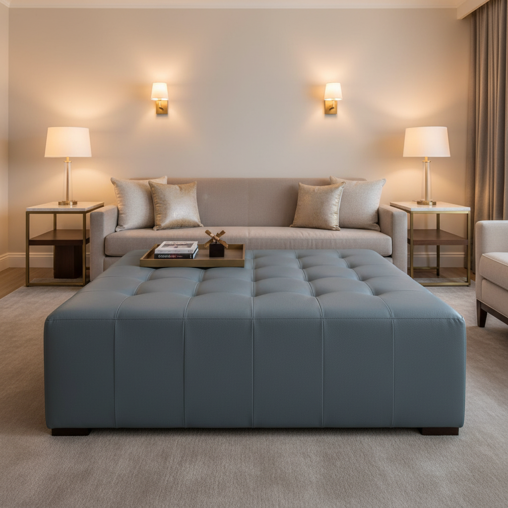 Pinnacle Rock - Pond Upholstered Ottoman | Architectural Fabrics