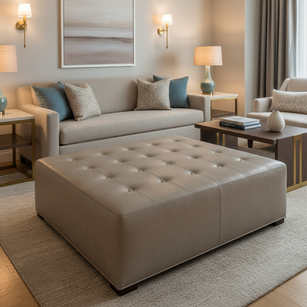 Port Royal - Grigio Upholstered Ottoman | Architectural Fabrics