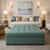 Fine Pebble Grain Seafoam Green Upholstered Ottoman | Architectural Fabrics