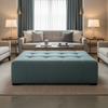 Fine Pebble Grain Dusty Teal Upholstered Ottoman | Architectural Fabrics