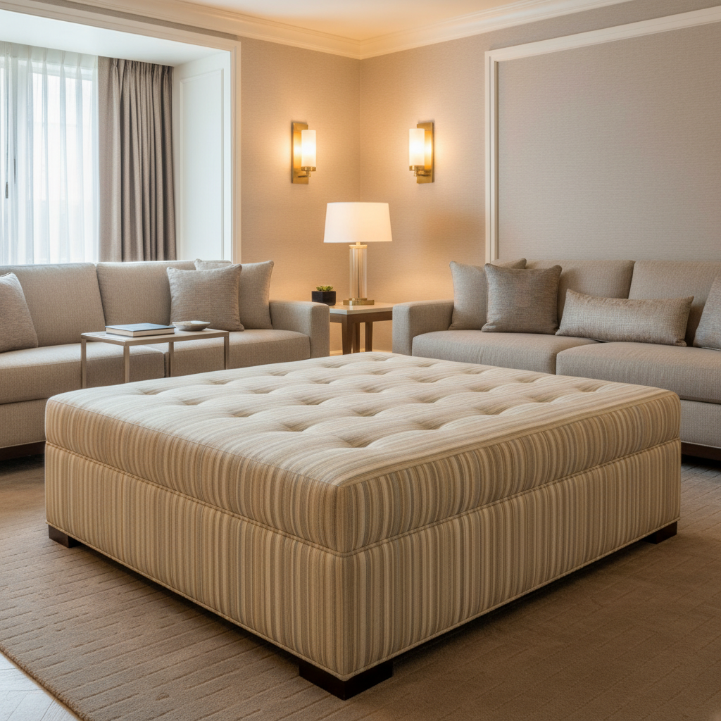 Vista Point - Flax Upholstered Ottoman | Architectural Fabrics