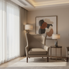 Smooth Solid Texture Mushroom Taupe Upholstered Chair | Architectural Fabrics