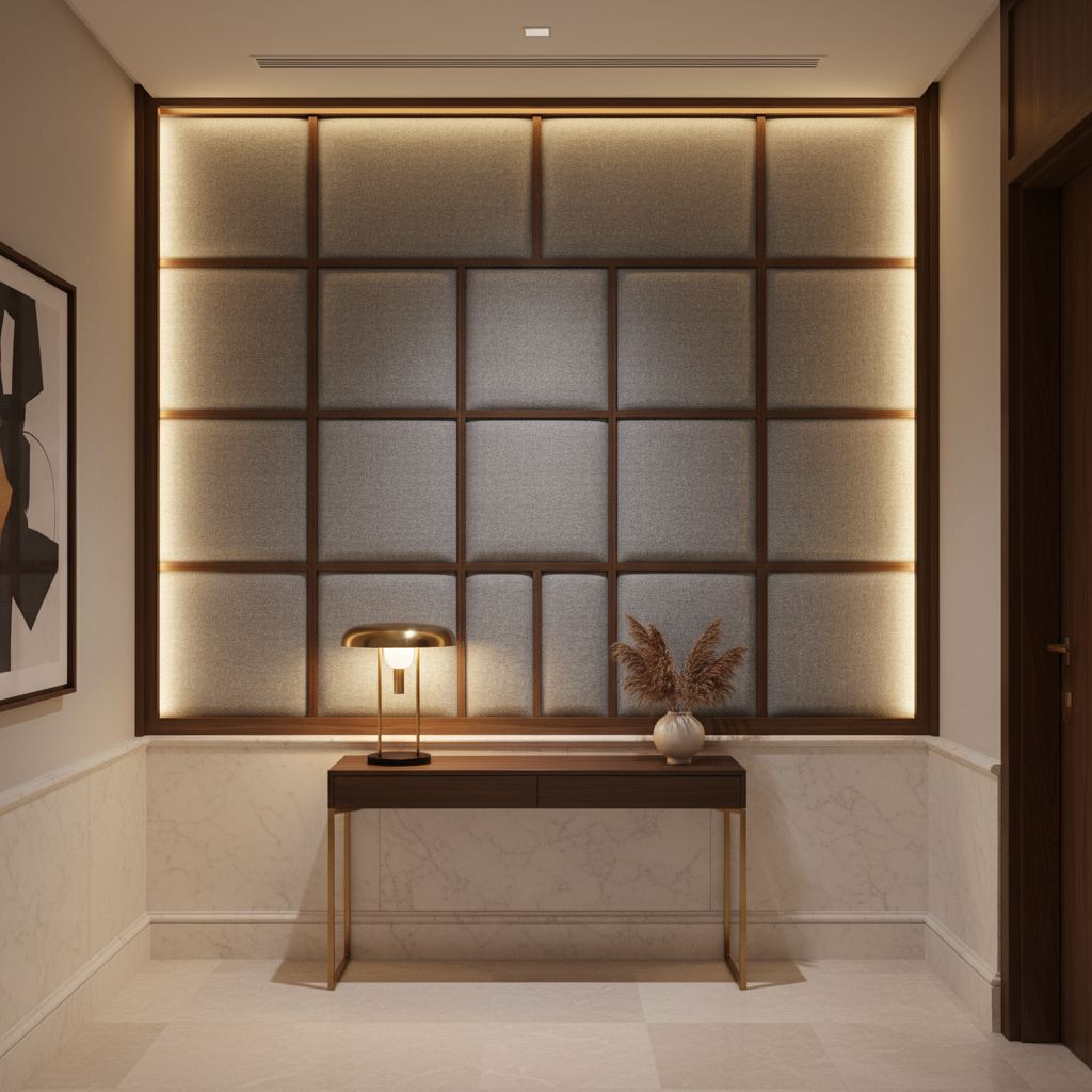 Fine Pebble Grain Soft Gray Upholstered Wall Panel | Architectural Fabrics