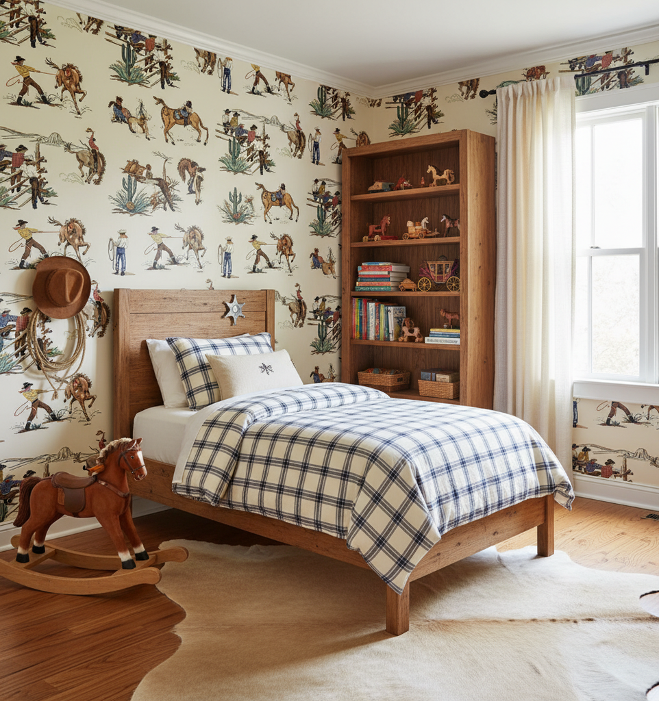 The Original Yeeha 1950's Cowboy Retro | Architectural Wallcoverings - Boys Bedroom Room Setting