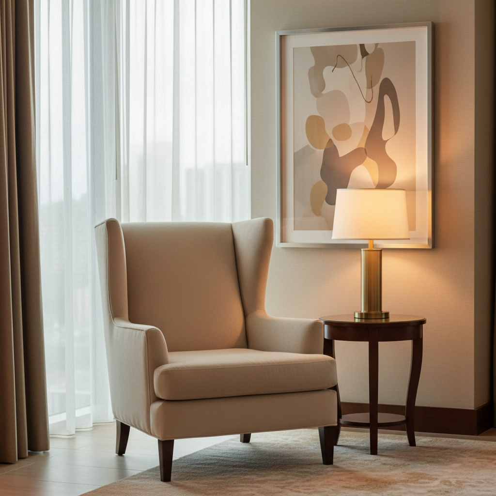 Smooth Matte Texture Soft Sand Upholstered Chair | Architectural Fabrics
