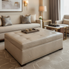 Embossed Reptile Scale Pale Taupe Upholstered Ottoman | Architectural Fabrics