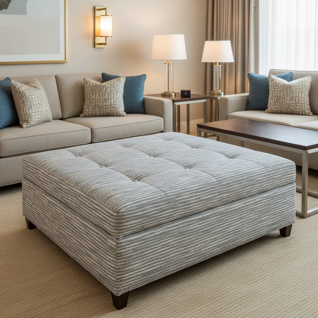 Azores - Azores Tekloom Performance Upholstered Ottoman | Architectural Fabrics