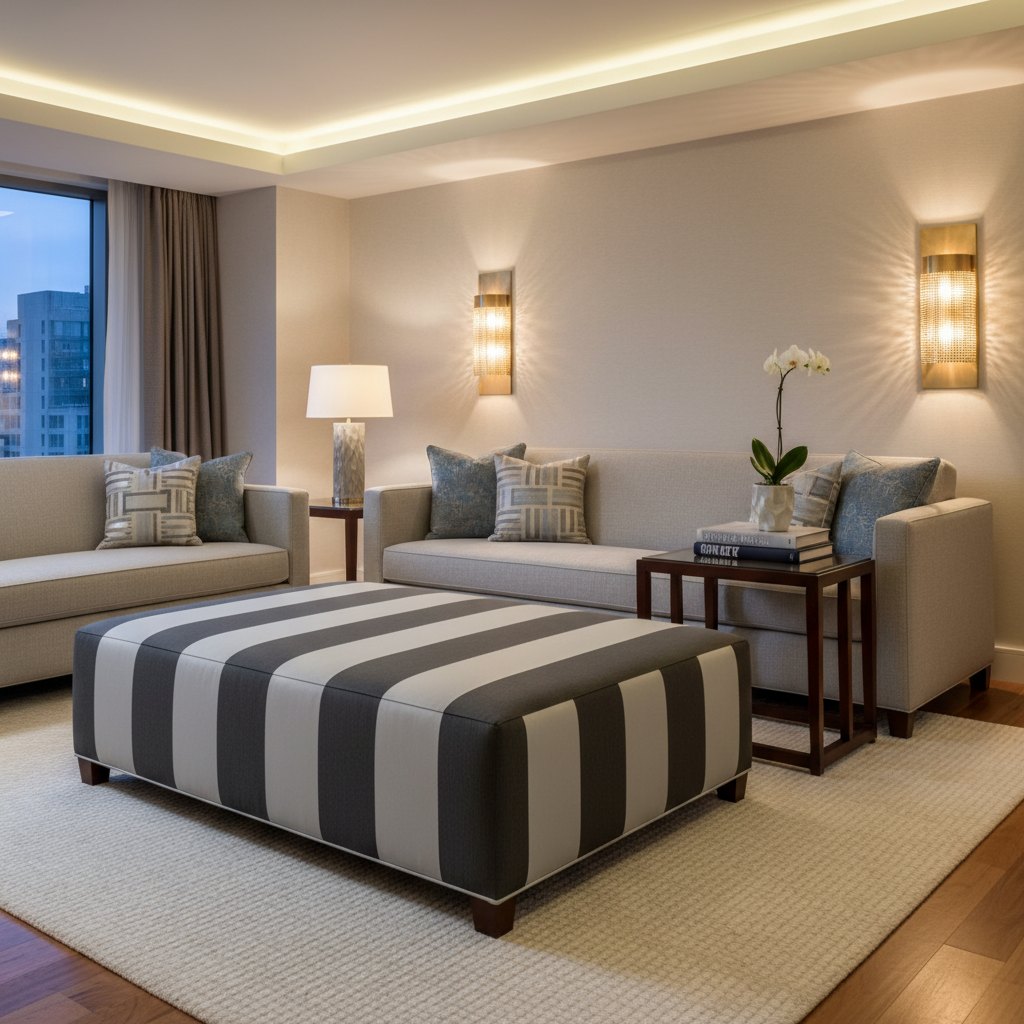 Berryville Plata Upholstered Ottoman | Architectural Fabrics